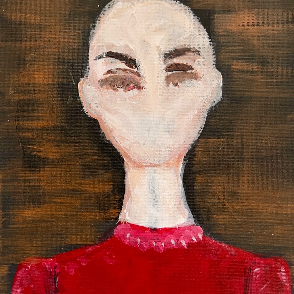 Silenced – Lady in Red - Faceless Collection | 8x10 Acrylic Abstract Art - Picture 4 of 7